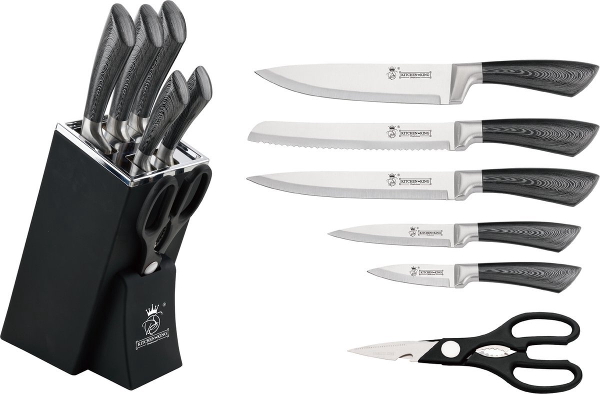 Royal Swiss® Messenset – Messenblok – 7-Delige – Krasbestendig - RVS - bruine
