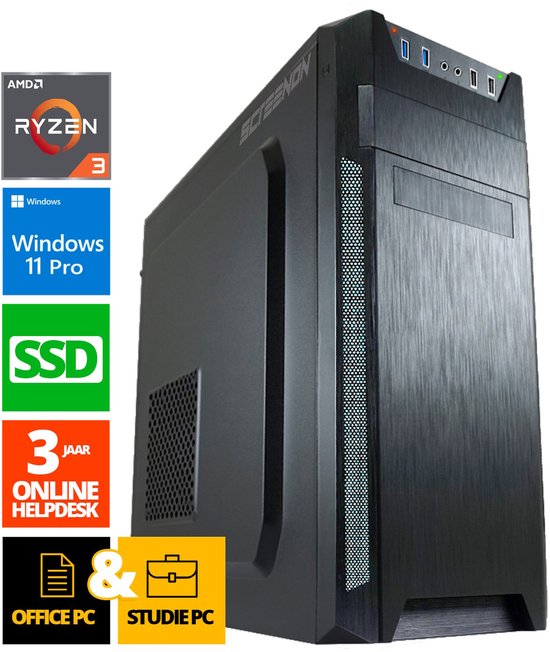 Office PC - Ryzen 3 - 4096GB SSD - 128GB RAM - Radeon RX Vega 8 - WX28294 - Windows 11 - ScreenON - Allround Computer + WiFi & Bluetooth