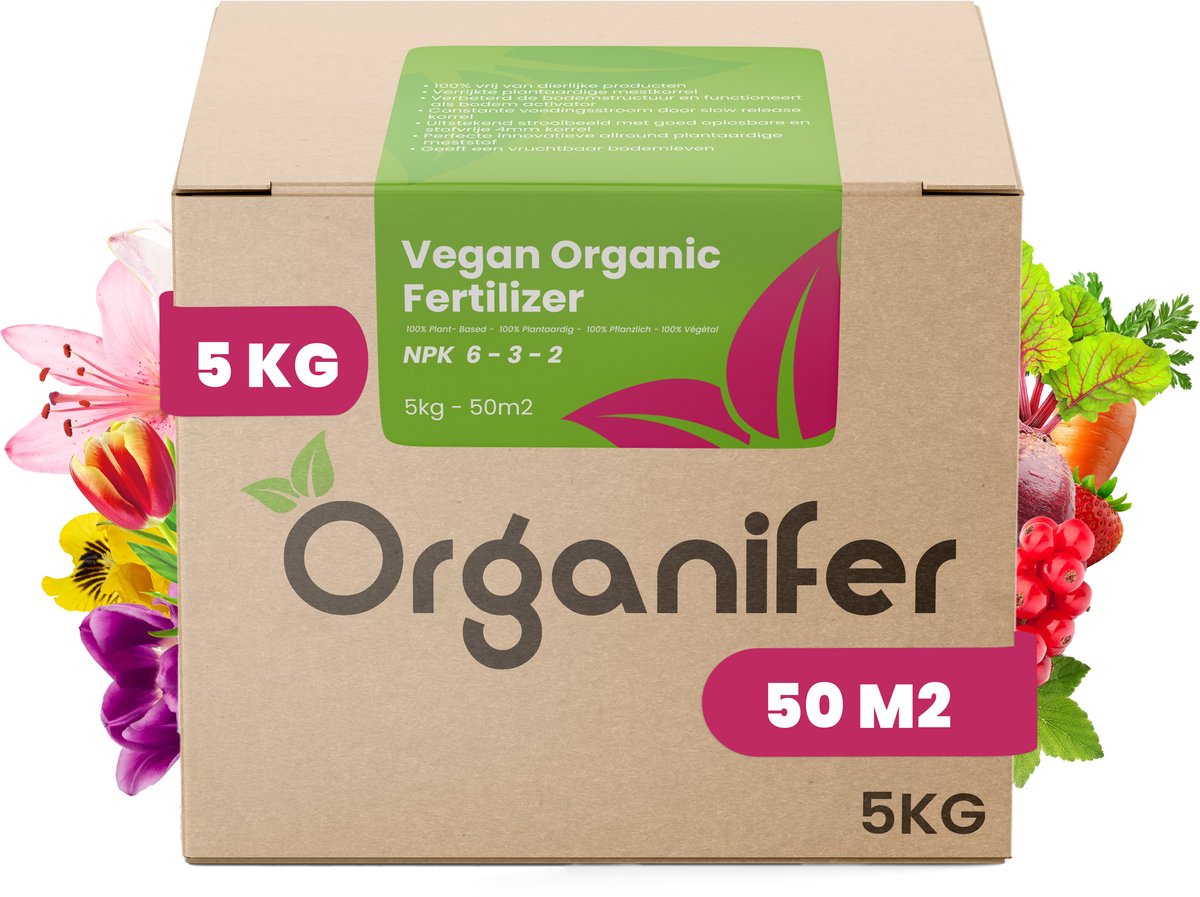 Vegan Plantaardige Meststof (5Kg - Voor 50m2) Universele Organische Mestkorrels - Organifer