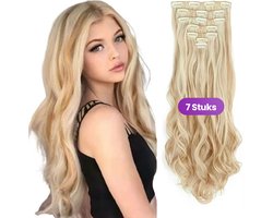 SassyGoods Haar Extensions Clip In - Hairextensions - Haarstuk - Nephaar - Nep Haar - Professionele Haarverlenging - Blond Golvend