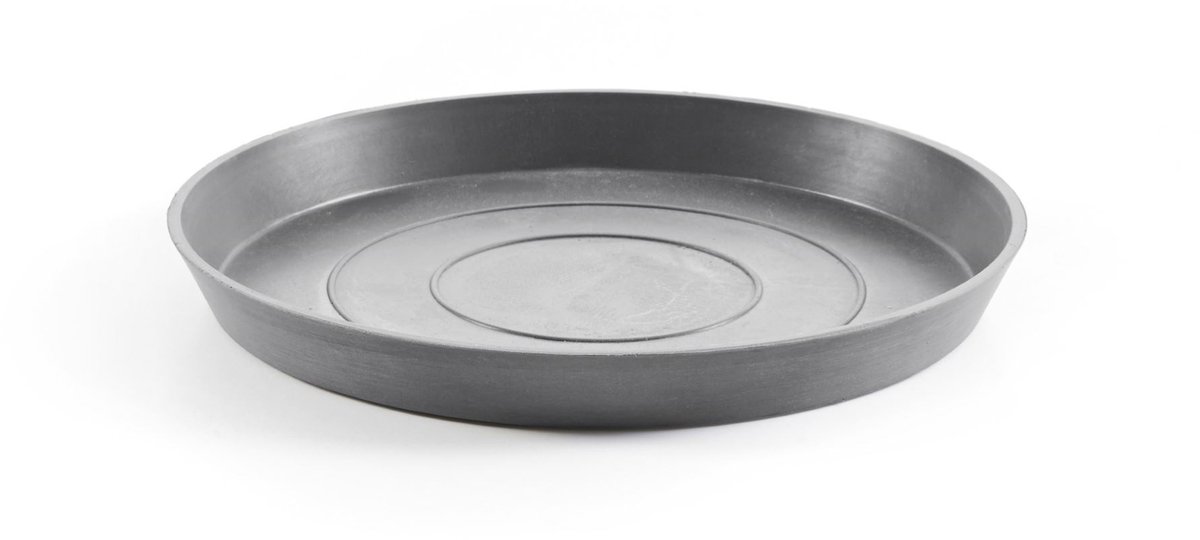 Ecopots Saucer Round - Grey - Ø21 x H2,5 cm - Ronde grijze onderschotel met waterreservoir