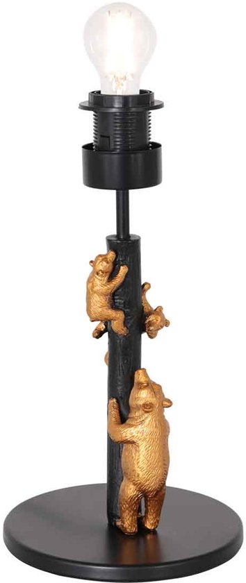 Anne Lighting Pied de lampe Animaux - famille d'ours - 33 cm de haut - E27 - or et noir