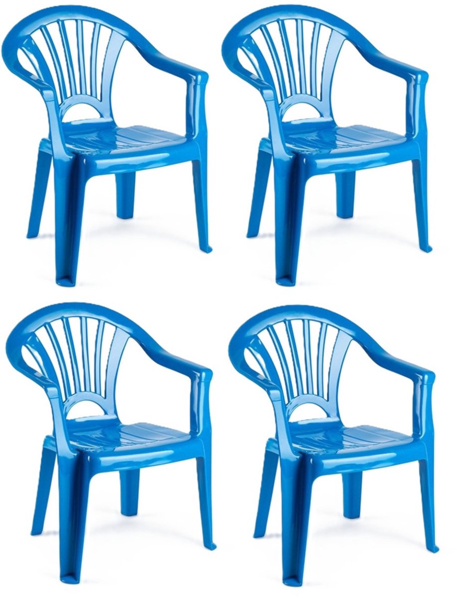 Trendoz Stoeltjes voor kinderen - 4x - blauw - 50 cm - voor binnen en buiten - kunststof