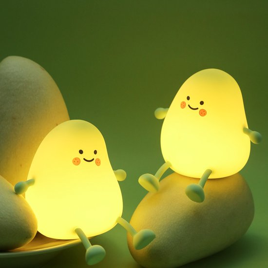 Kinder Nachtlampje - Mango - Timer - Veilig voor Kinderen - Nachtlampje Baby - Zacht Siliconen - Dimbaar - Telefoonhouder - Draadloos - Babykamer Verlichting - USB Oplaadbaar - LED - Slaaphulp Kinderen - Bedlampje - Kindvriendelijk - Fruit - Duurzaam van kinder — afbeelding 3