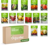 Fruit Zaden Pakket - 13 Soorten - Fruit Zaden - Fruitplanten - Moestuinzaden - Watermeloen Zaden - Muismeloen - Aardbeien Zaadjes - Komkommer Zaden - Rabarber Zaden - Fruitplanten Mix Set - Organifer