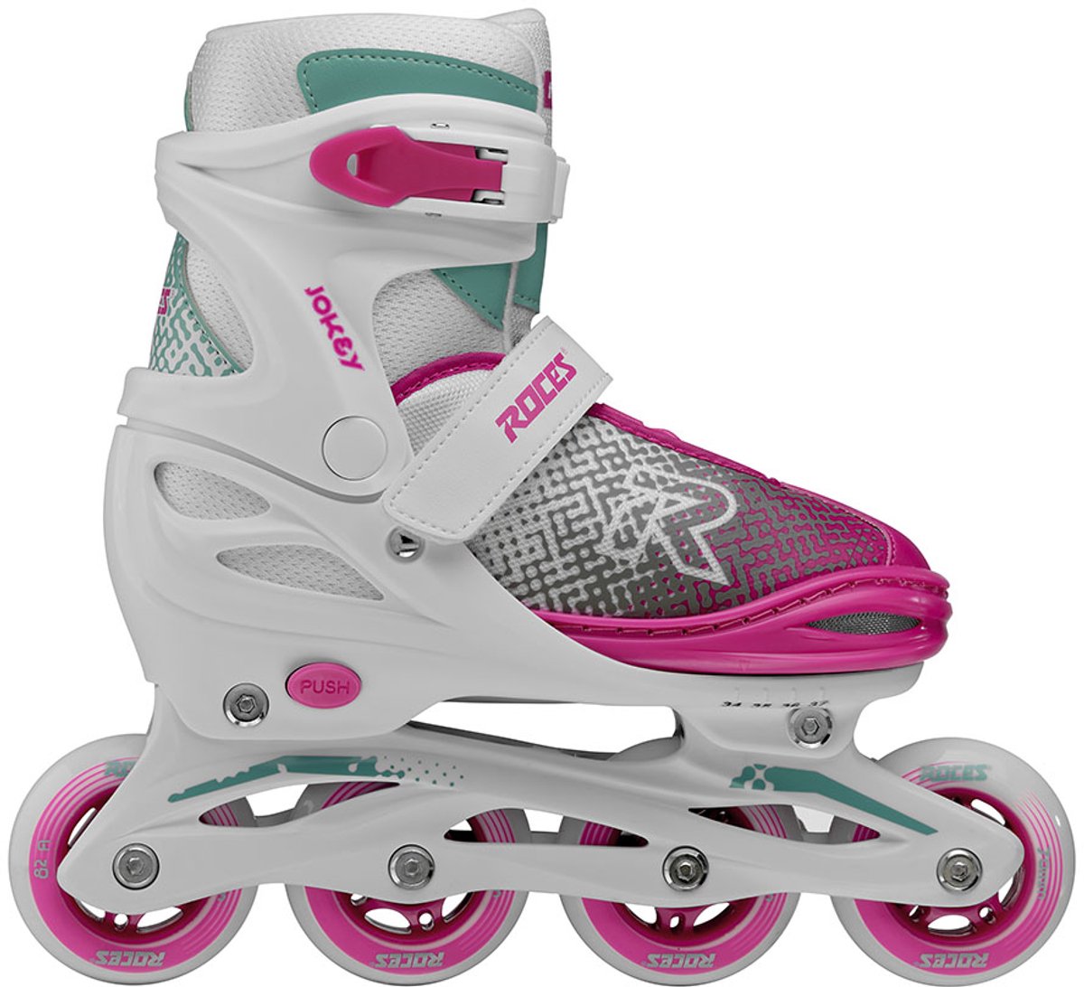 Roces Jokey X Verstelbare Skeelers Meisjes - Inline Skates - Meegroei Skates - Wit Roze - Maat 34-37