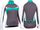 Avento Wielrenshirt Lange Mouw - Dames - Antraciet/Wit/Turquoise - 38