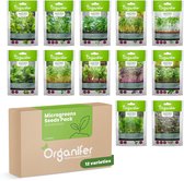 Microgreens (Babyleaf & Microleaf) Pakket - 12 Soorten - Kiemzaden - Tuinkerszaadjes - Moestuinzaden - Sla Zaden - Radijs Zaden - Boerenkool Zaden - Microgreens Zaden - Organifer