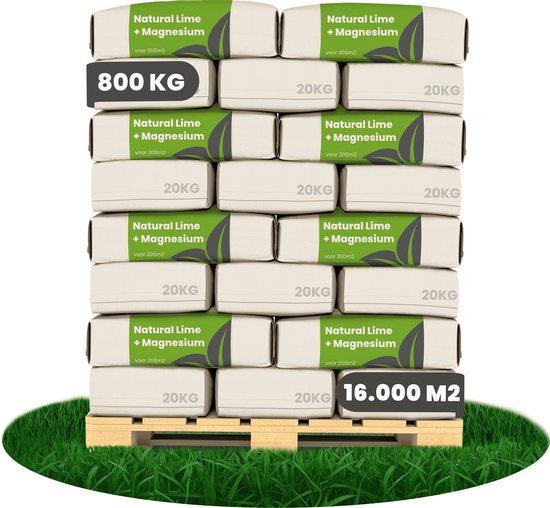 Engrais granulé de chaux enrichi en magnésium (36x = 720Kg - Pour 12400 m2) pour un vert plus profond des feuilles (+ PH) Spécialement pour les pelouses, les plates - bandes , le potager et la verdure publique - Organifer