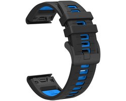 Siliconen bandje - geschikt voor Garmin Fenix 3 / 5X / 5X Plus / 6X / 6X Pro / 7X / 7X Pro / 8 (51 mm) / Quatix 3 / 6X / Tactix (7) / Enduro (2) / Descent Mk1 / Mk2(i) / Mk3i 51 mm / D2 / Epix Pro Gen 2 51 mm - zwart-blauw