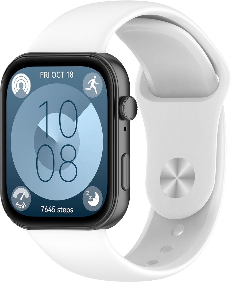 By Qubix - Siliconen sportband - Wit - geschikt voor Huawei Watch Fit 3 / Fit 4