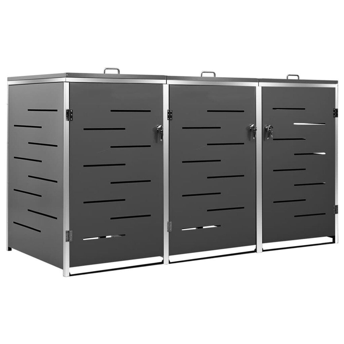 Kliko ombouw - UV-bestendig - Container - Berging - 3 Afvalbakken - Roestvrij staal- Weerbestendig - Antraciet