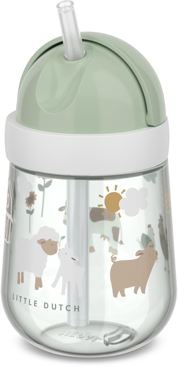 Mepal Mio rietjesbeker – 300 ml – Makkelijk vast te houden – Kinderservies – Little Farm