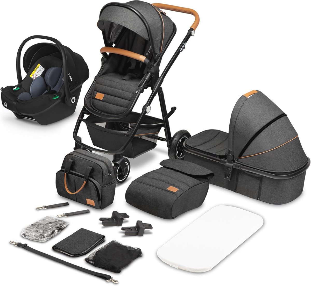Image of 3 in 1 Combi Kinderwagen met Reiswieg, Buggy en Autostoel - Geschikt vanaf Geboorte tot 4 Jaar