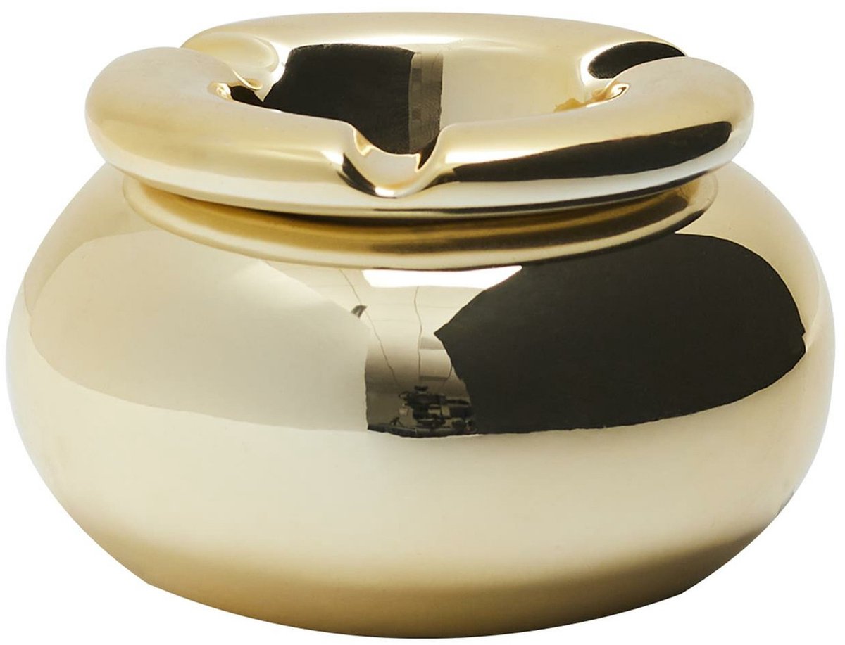 Home Deco Factory Storm Asbak Marrakesh - Kunststeen - D10 x H6 cm - metallic goud glans - voor binnen/balkon