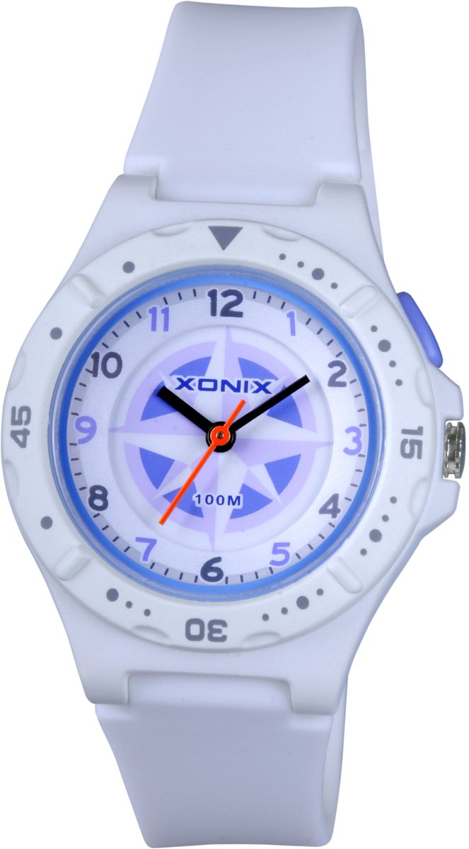 Xonix ABV-001 - Horloge - Polshorloge - Analoog - Kinderen - Unisex - Siliconen band - ABS - Cijfers - Waterdicht - Wit - Paars
