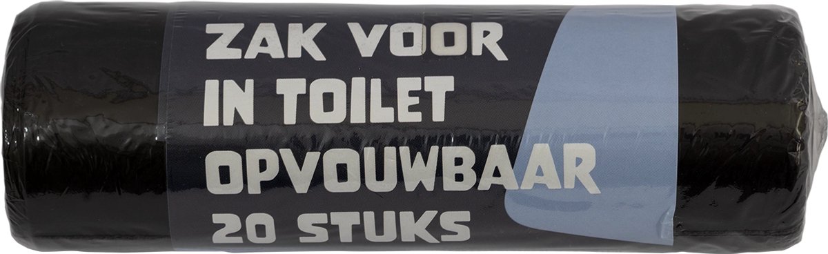 Happy Rhino - Zak Voor In Toilet Opvouwbaar 20St - Zwart - Draagbaar Toilet - Toiletten - 15.5 x 5 x 5 cm