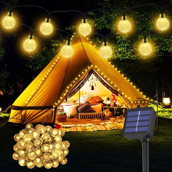Foto: Outdoor solar lichtslingers diameter 2 4 cm 30 heldere led s 6 5m 8 modi waterdicht kristallen solar light balls geschikt voor het versieren van kerstmis bomen tuinen patio s feesten balkons warm wit