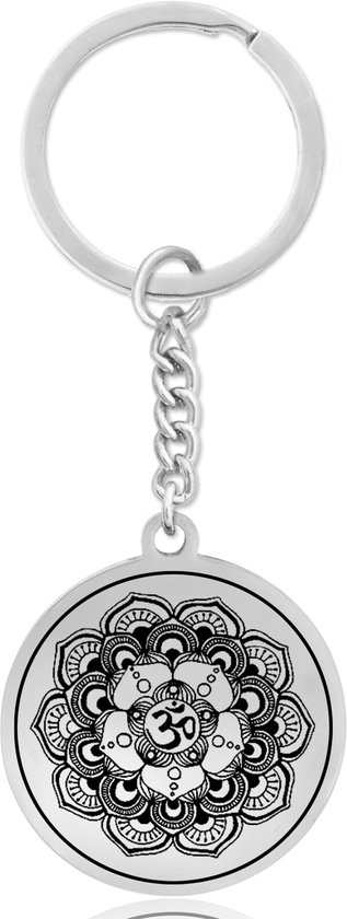 Kruin Chakra (Sahasrara) Sleutelhanger - Zilverkleurig Talisman - Roestvrij Staal - Spiritueel Cadeau - Pax Amare