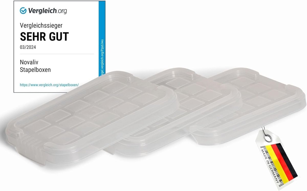 Novaliv 3X vervangende deksels 2 liter met clipsluiting 19x14 cm transparant
