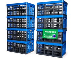 Novaliv Vouwbox 45l Blauw Set van 8 - Opvouwbare mandbox met praktische draaggrepen - Veelzijdige opbergbox