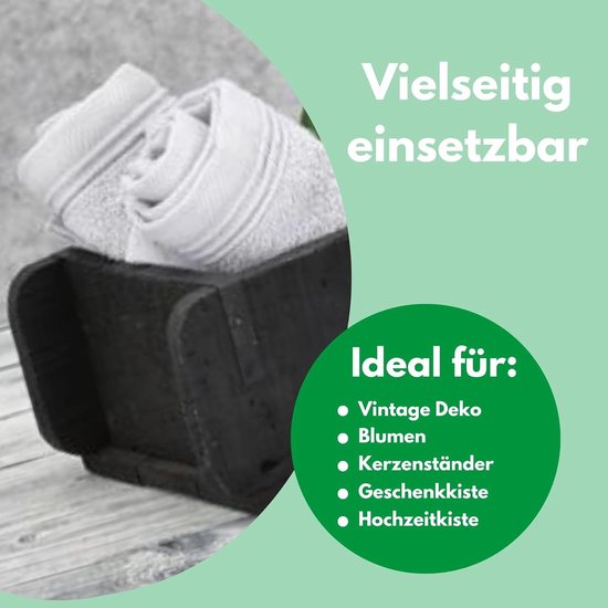 Novaliv 10 x houten kist vintage zwart 30 x 15 x 10 cm oude baksteenvorm hout een kamer multifunctionele kist van gerecycled oud hout elke vorm een uniek - geschenkdoos