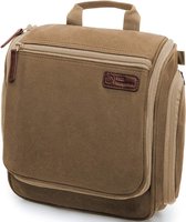 Trousse de toilette D&D Wanderlust avec crochet - Organiseur de voyage de Luxe à suspendre avec 10 compartiments - Marron - Unisexe femmes et hommes - Capacité de 6 litres - Trousse de toilette de voyage à suspendre Groot - Trousse de maquillage