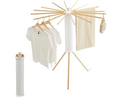 Dastium Home - Opvouwbaar Droogrek – Inklapbaar Driepoot Wasrek met 16 Armen – Ruimtebesparend Houten Droogrek voor Binnen & Buiten – Octopus Droogrek