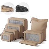 ONYX Compressie Packing Cubes - 7 stuks - Koffer Organizer Set - Compressie rits - Voor koffers en tassen - Bagage & Backpack Compression - Beige