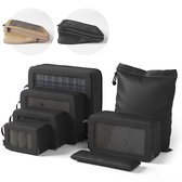 ONYX Compressie Packing Cubes - 7 stuks - Koffer Organizer Set - Compressie rits - Voor koffers en tassen - Bagage & Backpack Compression - Zwart
