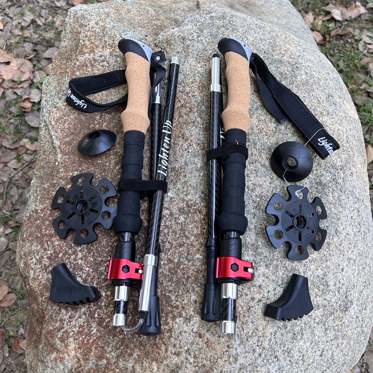 Ultralichte 2-Delige Koolstofvezel Trekkingstokken – Opvouwbare Nordic Walking Stokken met Quick Flip-Lock en Telescopische Verstelling