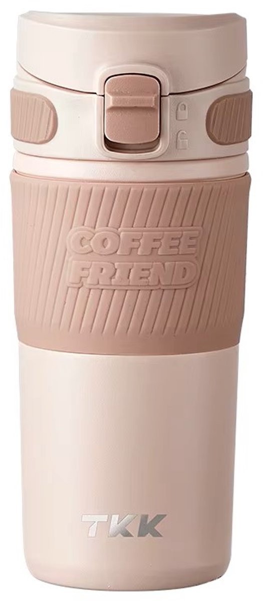 To-Go Thermosbeker koffie /thee beker met theefilter - RVS - 450 ML - Roze