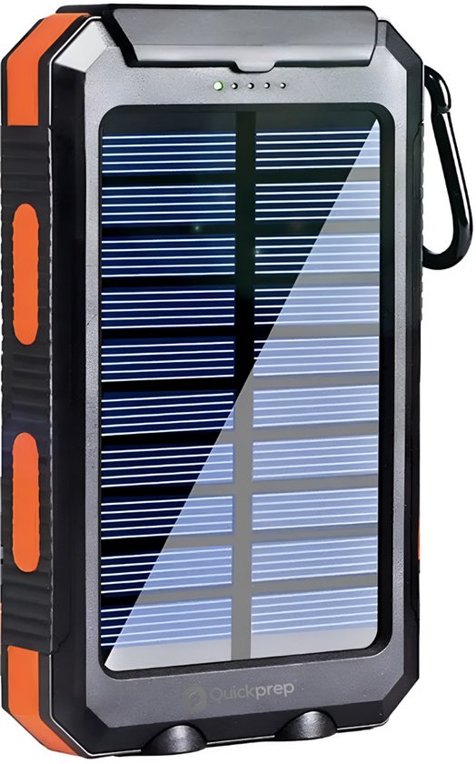 Solar Powerbank 20.000mAh – Zonne-energie - Waterdicht - Draagbaar & Duurzaam – Snellader met dubbele USB & USB-C – Geschikt voor iPhone, Samsung - Outdoor & Noodpakket - Kamperen - Zaklamp - 3 in 1 - Quickprep