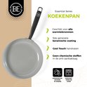 Grijze koekenpan Essential Series met zwarte steel. Keramische coating, Cool Touch handvat, PFAS vrij.
