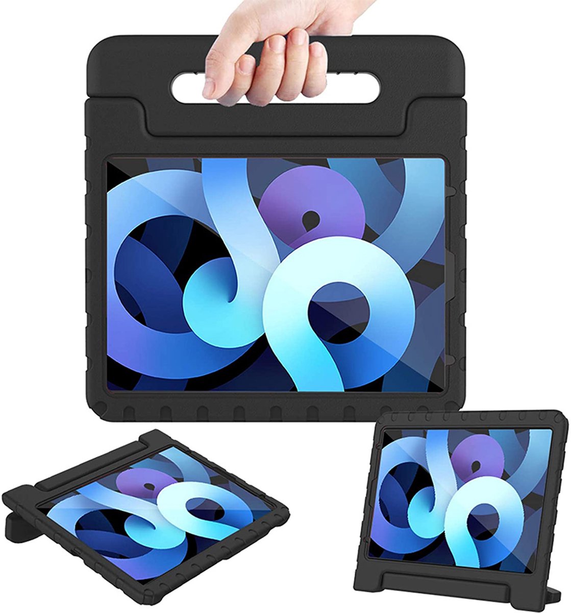 Kinder Hoes Bumper - Kindvriendelijk Kids Case Kinderhoes - Hoesje Geschikt voor Apple iPad 10.2 Inch 2021/2020/2019 (9e/8e/7e Generatie) - Hoesje Shockproof Cover Hoes - Zwart