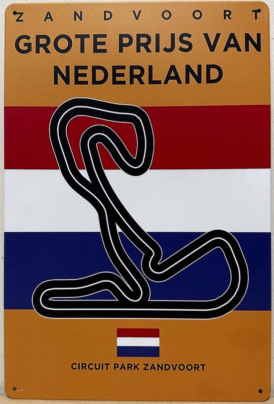 Wandbord – Zandvoort Race - Retro - Racing - Wanddecoratie – Reclame bord – Restaurant – Kroeg - Bar – Cafe - Horeca – Metal Sign – 20x30cm