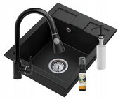 Évier De Cuisine En Granit FOXAL Gris Avec Siphon Et Planche 1 Ensemble