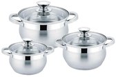 Bol.com Royal Swiss® Pannenset - 6-delig - RVS - 18 20 en 24 cm - Inductie - Kookpannen - Met Glazen Deksels - Alle warmtebronnen aanbieding