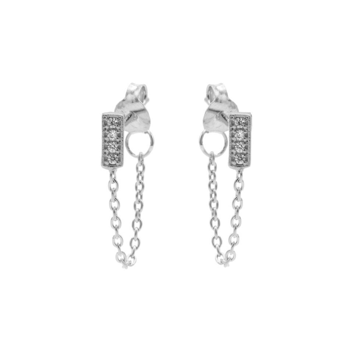 Karma Chain oorbel Rectangle M2333 Zilver