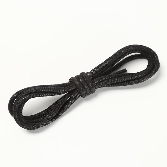 2 paar dunne ronde, gewaxte vervangende schoenveters met een diameter van 2,5 mm voor nette schoenen, Oxford-, brogue-, derby-, Martin-laarzen, Oxford- of woestijnlaarzen (1,3 m) - zwart - 1.3m