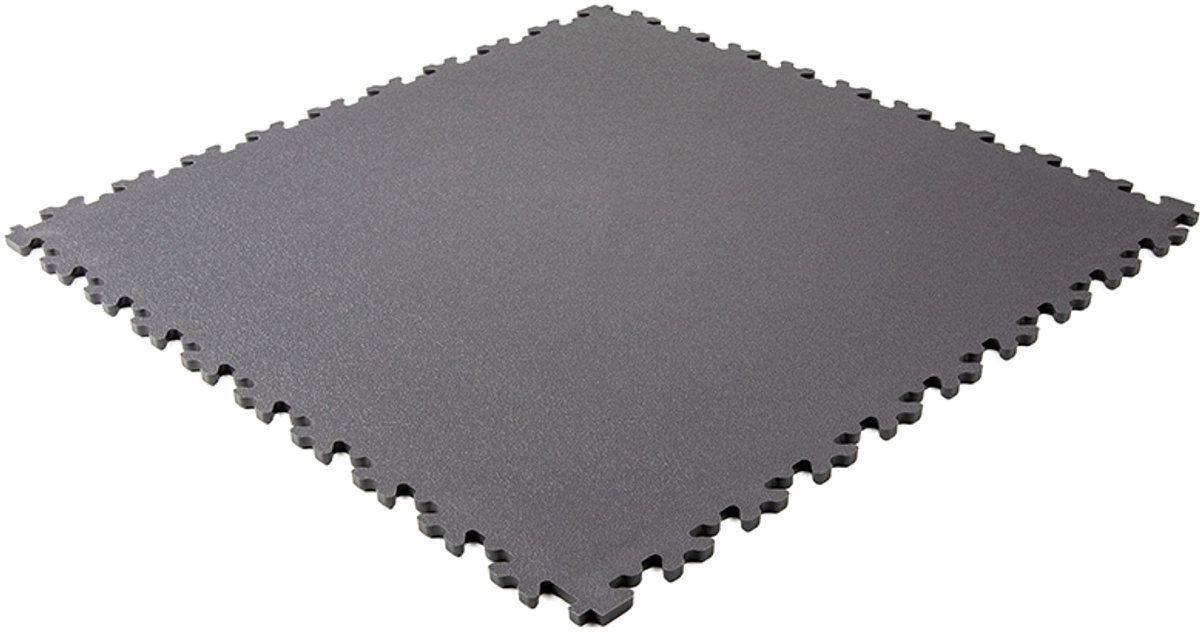Rubbermagazijn | PVC kliktegel hamerslag donkergrijs | Set 40 stuks | Per 10m² | 50x50cm | Dikte 4mm | winkel | showroom | garage