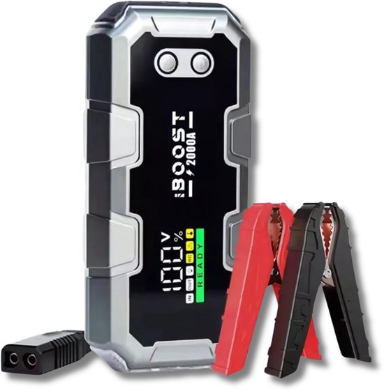 Vonkel Jumpstarter Auto 2000A - Accubooster 12V met Powerbank & LED Zaklamp - Waterdicht & 3-in-1 Starthulp