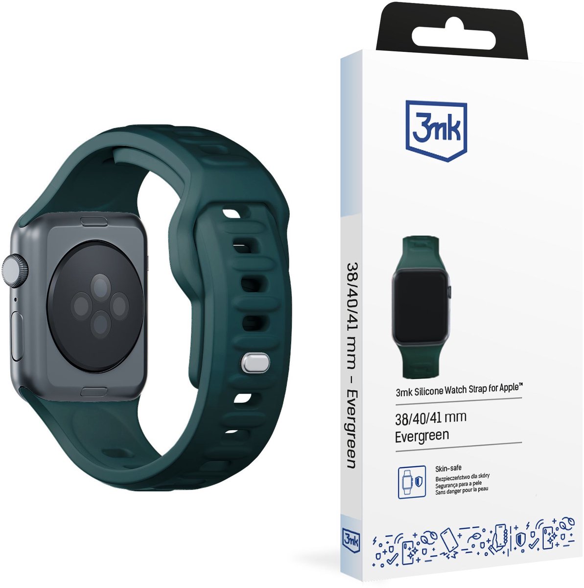 Bandje voor 42/44/45/46/49 mm Evergreen (big) - 3mk Silicone Watch Strap