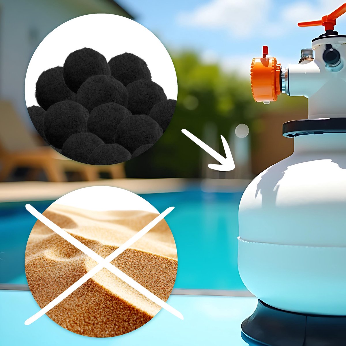 Sillar Zwembadfilter – Filterballen voor zwembadpompen – herbruikbaar – geschikt voor zwembaden en zandfilters – 50 mm, 1500 g – wit – foto 4