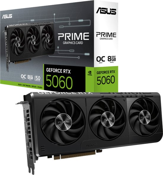 ASUS PRIME NVIDIA GeForce RTX 5060 OC - Videokaart - 8GB - GDDR7 - PCIe 5.0 - 1x HDMI 2.1b - 3x DisplayPort 2.1a