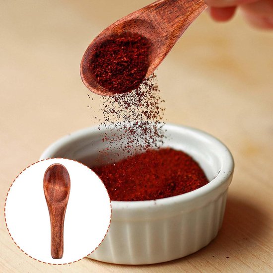 Lot De 4 Mini Cuillères En Bois Pour épices, Sel, Sucre, Miel - 6,1 Cm, Faites Main, Couleur Rouge Marron | Parfait Pour Pots Et Cuisine - 7