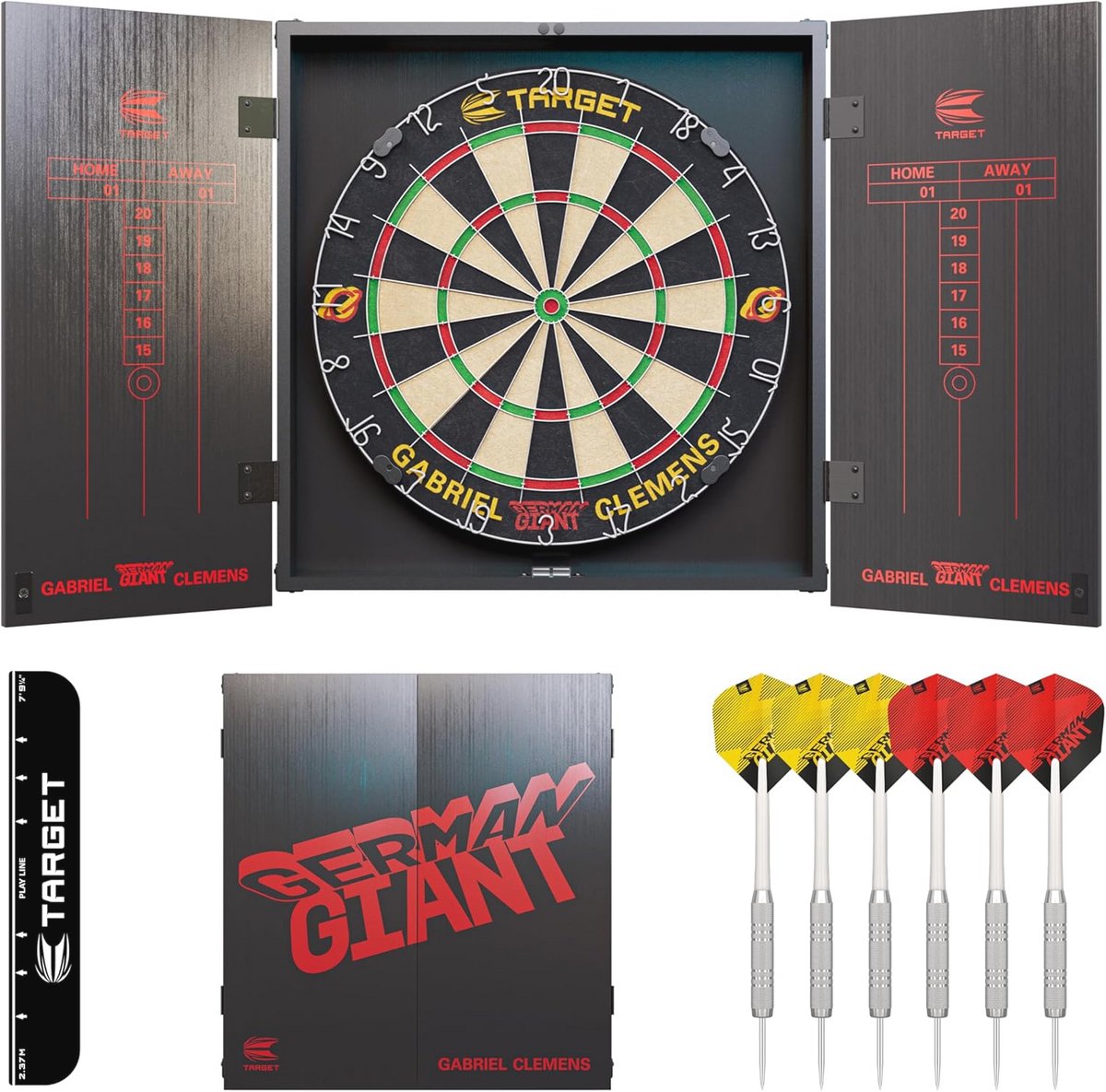 Dartbord Kasten Set met Steel Tip Darts en Score Kaarten
