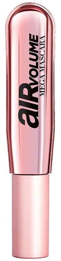 Roze glanzende mascara tube met de tekst "AirVolume Mega Mascara".
