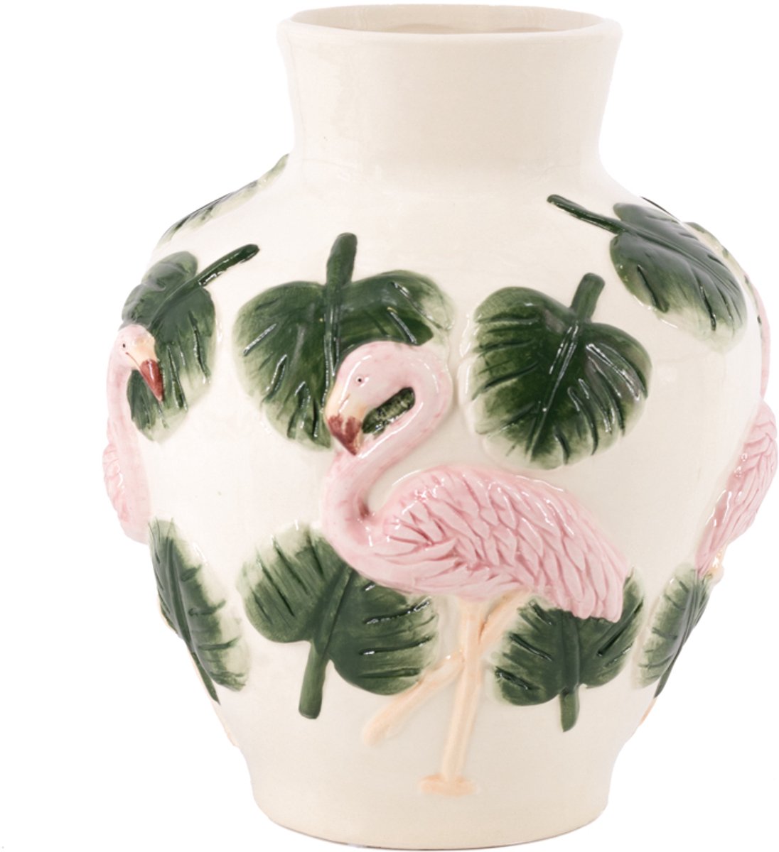 homebound by ky Aardewerk vaas flamingo's | bloemenvaas Beige