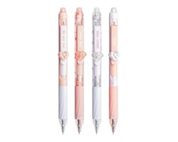 Ainy Romantische hartjes uitwisbare pen set | 4 uitgumbare pennen voor etui , pennenzak of pennenbak | Blauw Inkt | Ergonomische soft grip | Ideale manga anime teken balpennen | Uitgumbare kawaii gelpennen schrijfwarenset voor kinderen en volwassenen